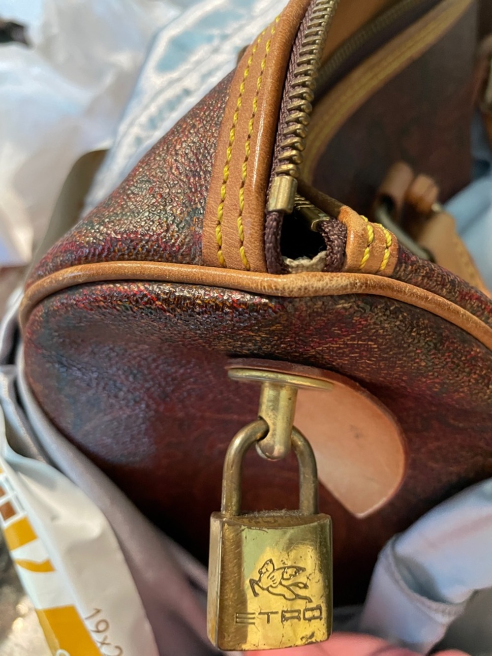 SOLD!!! Etro Brown Paisley Leather Satchel with Tan Trim EUC (900-1500 value) - Picture 17 of 17